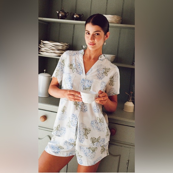 Maggie Pyjama Set - Hydrangea Blue - S - Picture 1 of 9